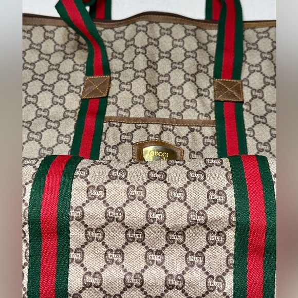 GUCCI GG Plus Supreme Web Sherry Line Tote Bag
Beige Red Green Auth - Picture 8 of 16